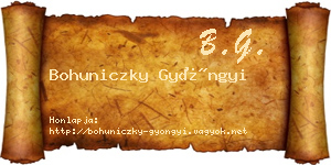 Bohuniczky Gyöngyi névjegykártya